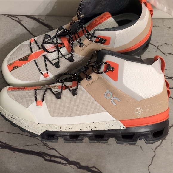 On Running White and Orange Sneakers - Picture 2 of 10